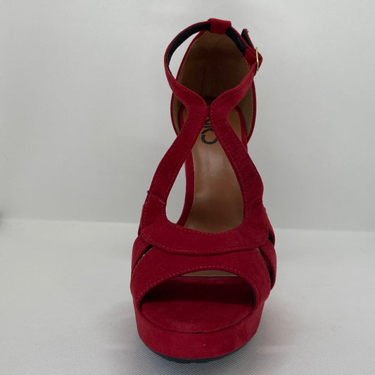 red ladies platform shoes