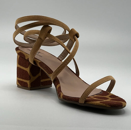 block low heels sandals, giraffe color