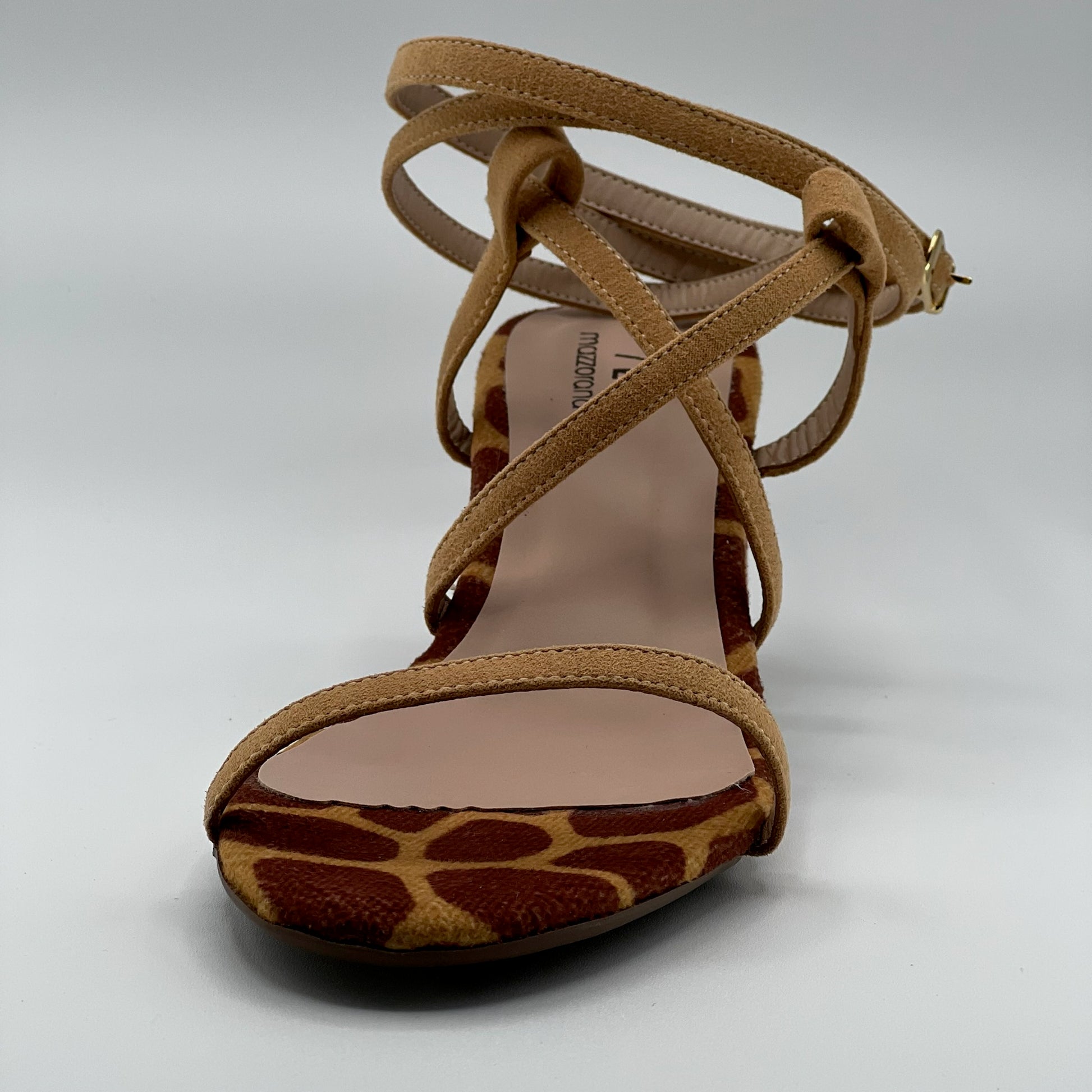 block low heels sandals, giraffe color