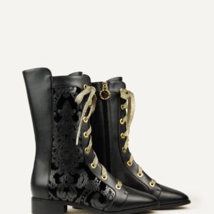 Vespro Midnight Lustro Mid-Calf Combat Boots